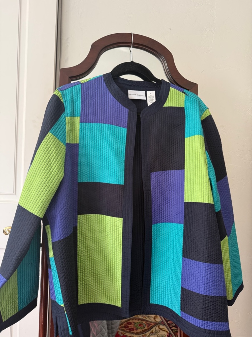 Alfred Dunner Quilted Open-Front Jacket - Black, Purple, Blue, Green